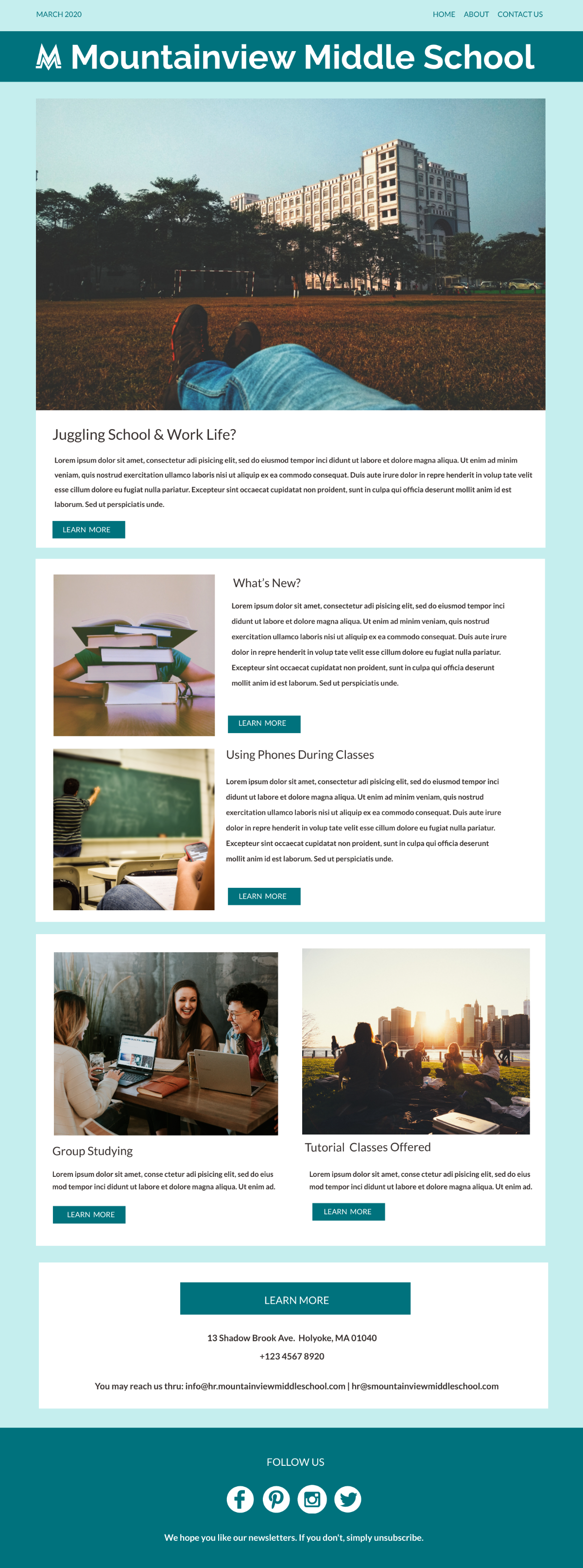 Middle School Newsletter Template