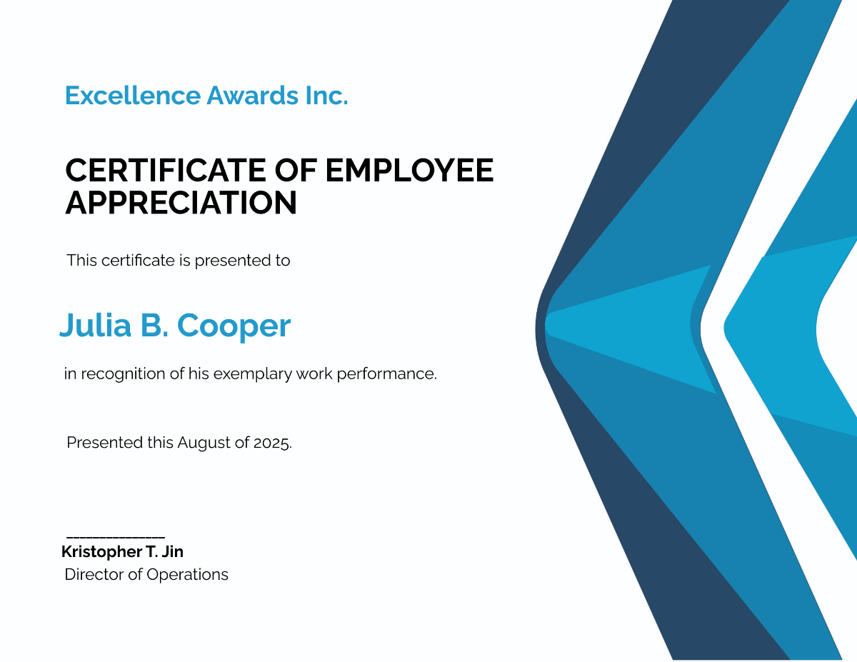 Printable Employee Appreciation Certificate