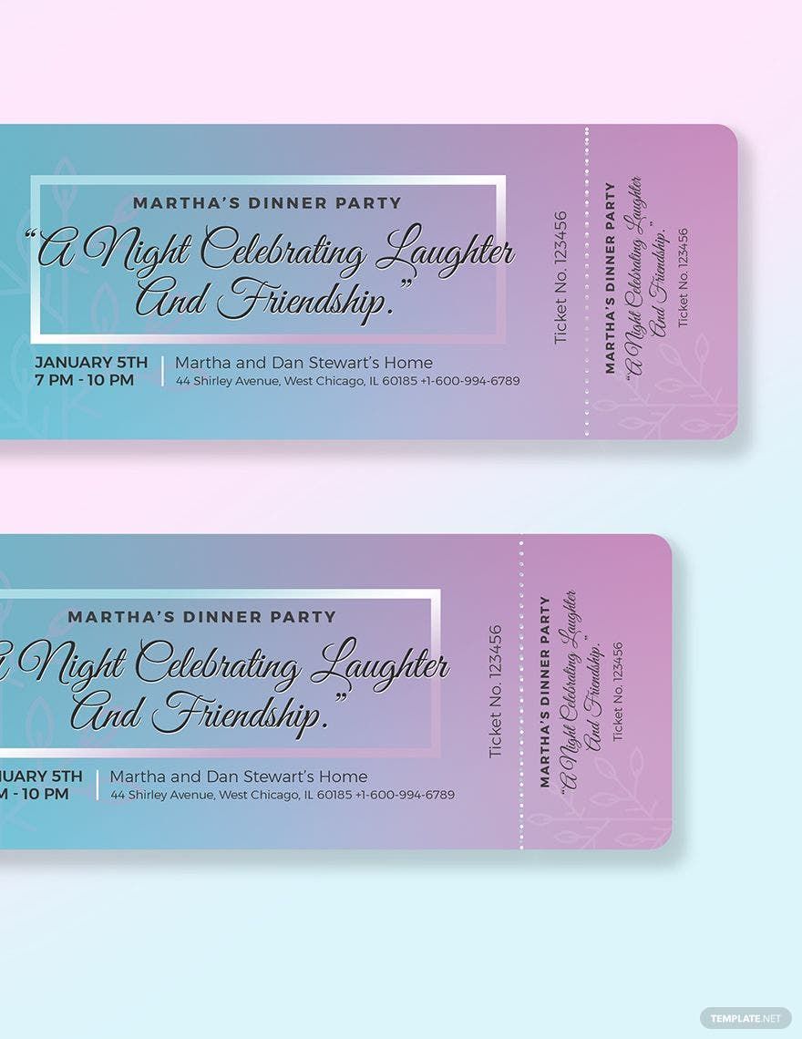 Dinner Party Ticket Editable