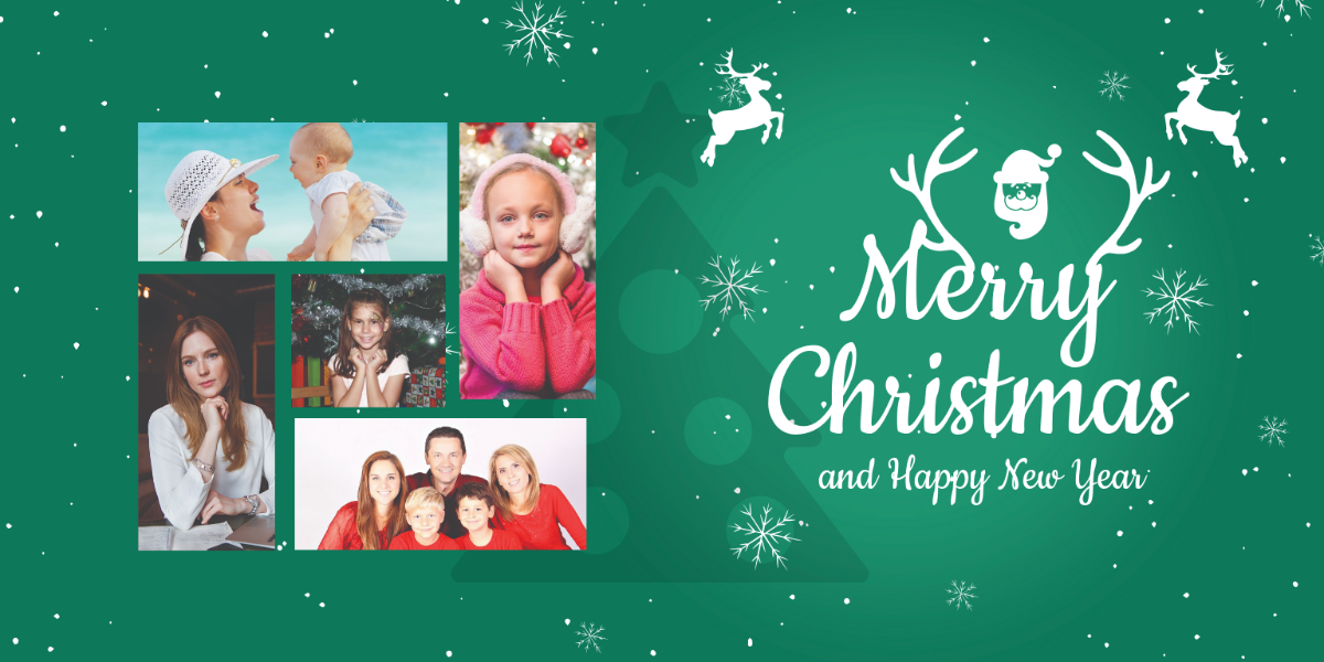 Elegant Christmas Family Photo Card Template