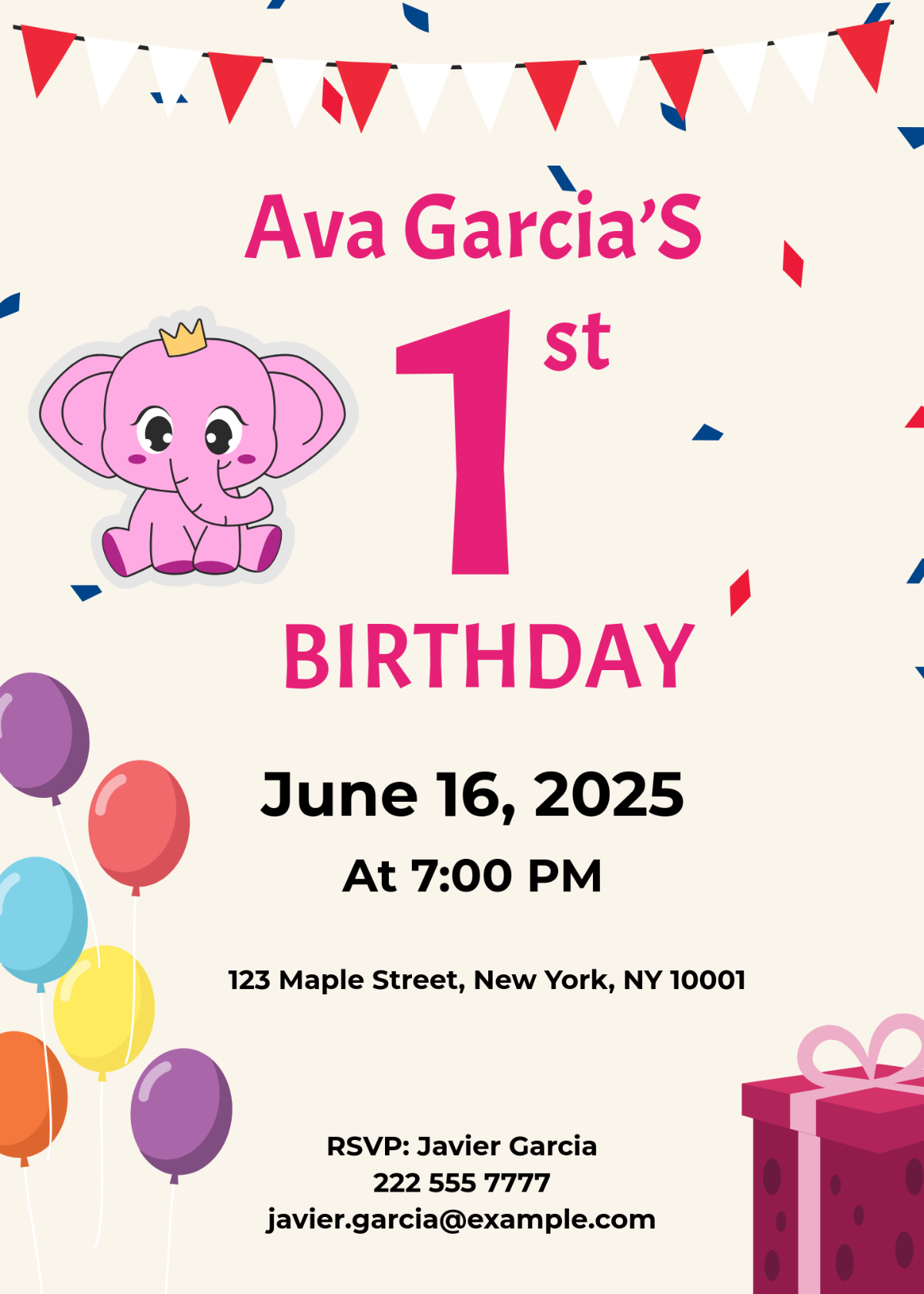 Free First Birthday Invitation Templates, Editable and Printable