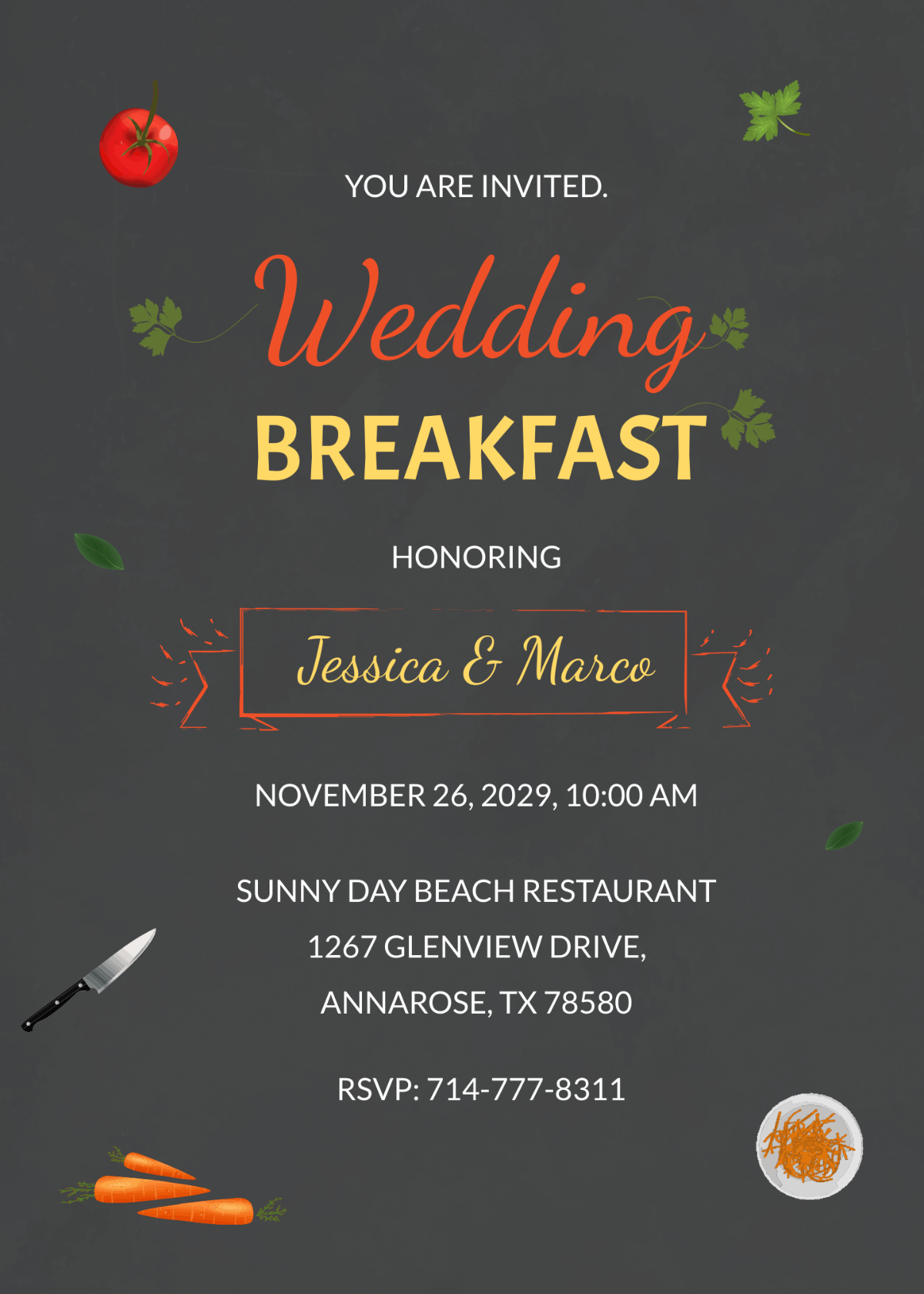 Wedding Breakfast Invitation Template