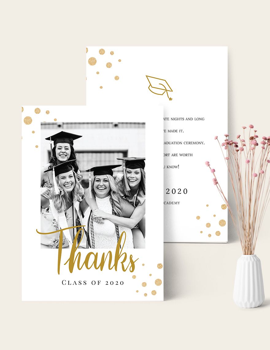 College Graduation Thank You Card Editable