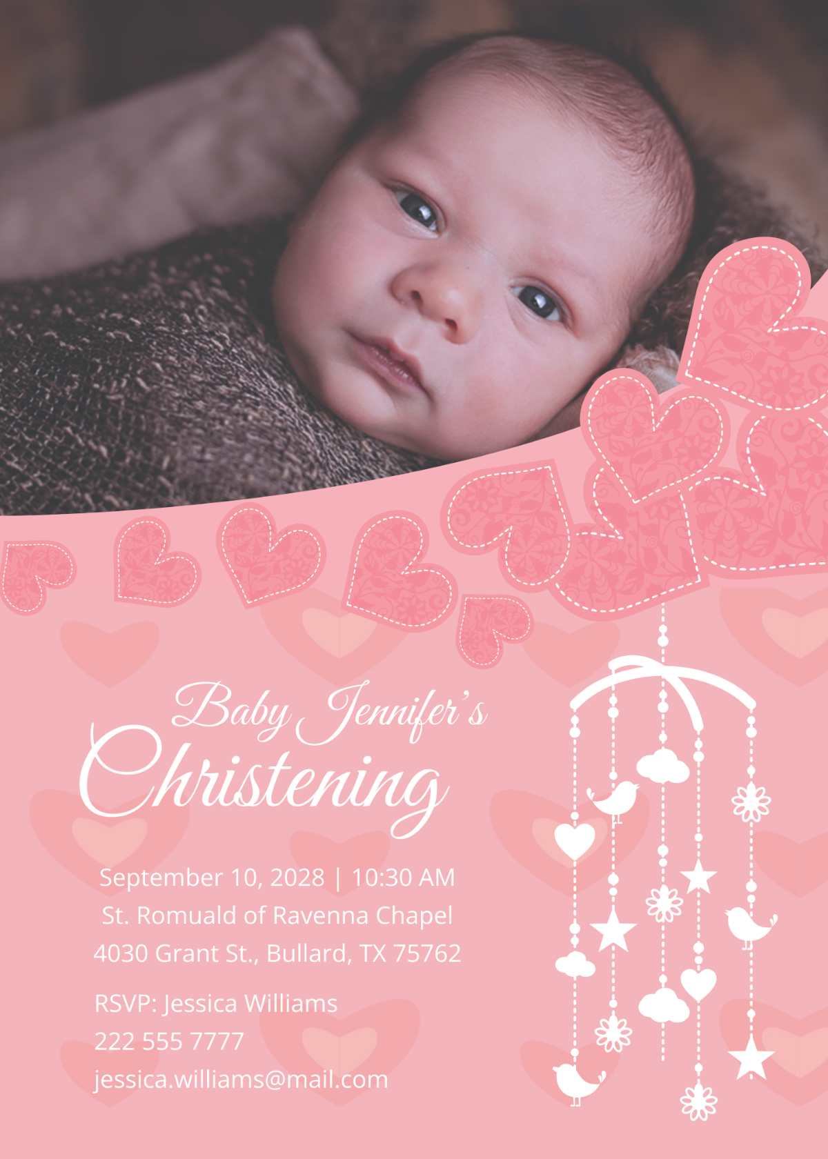 Printable Christening Baptism Invitation Card
