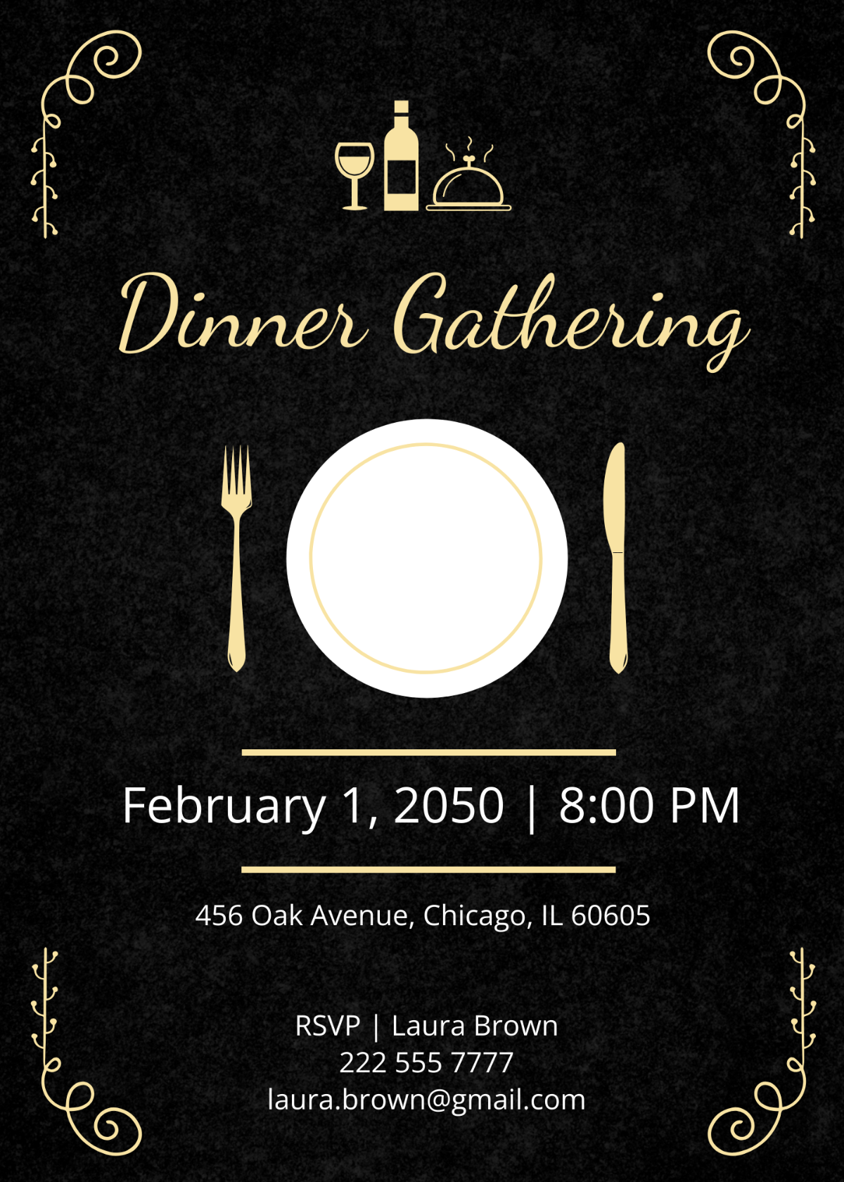 Dinner Invitation Card Template - Edit Online & Download