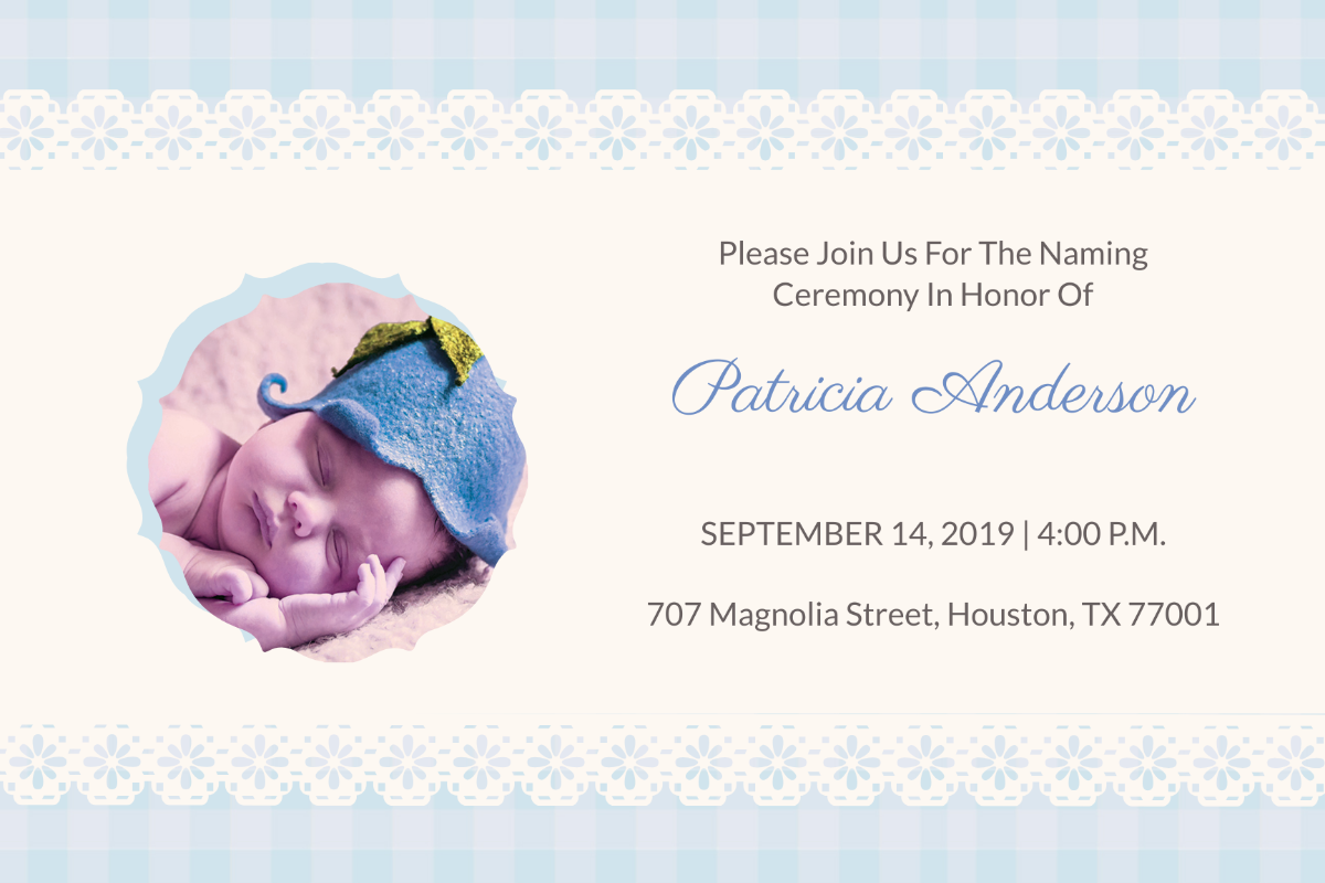 Wonderful Baby Naming Ceremony Invitation Card
