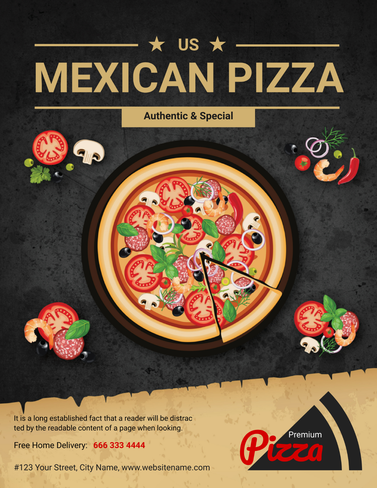 Restaurant Mexican Pizza Flyer Template