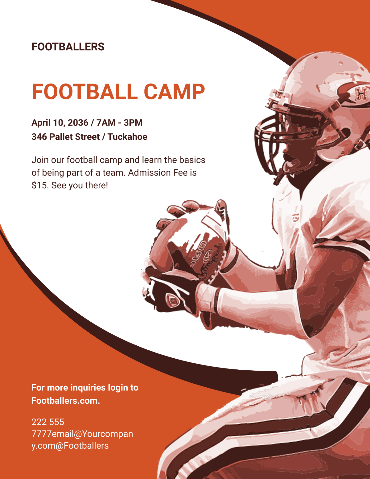 Free Sample Football Camp Flyer Template