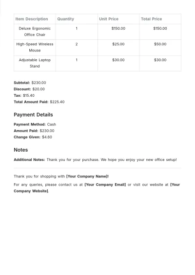 Free Cash Memo Template to Edit Online