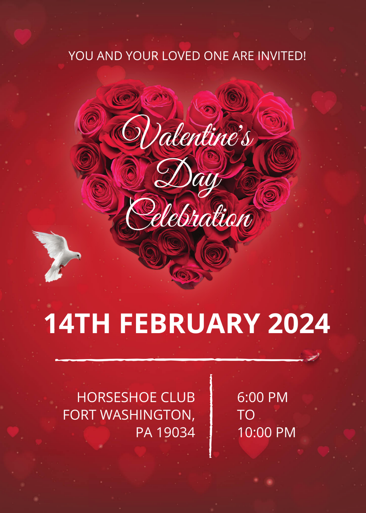 Red Valentine's Day Invitation Card Template