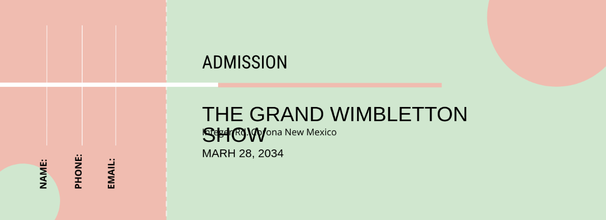 Free Admission Ticket Template