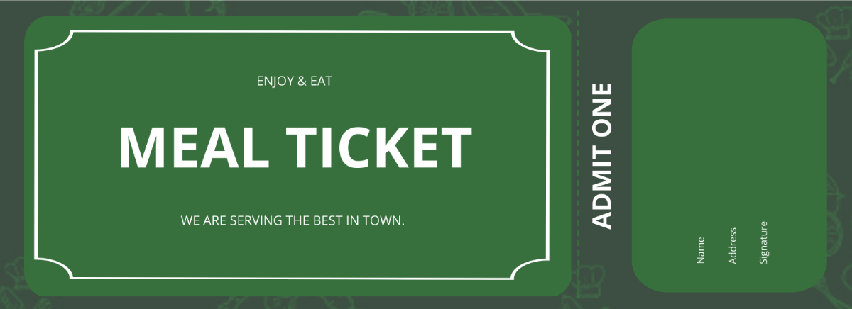 Meal Ticket Template