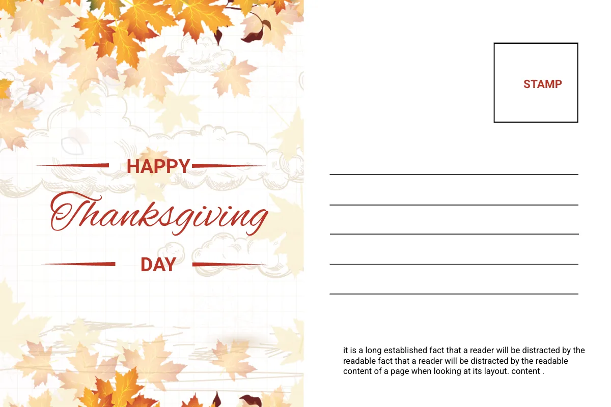 Free Printable Thanksgiving Postcard Template to Edit Online