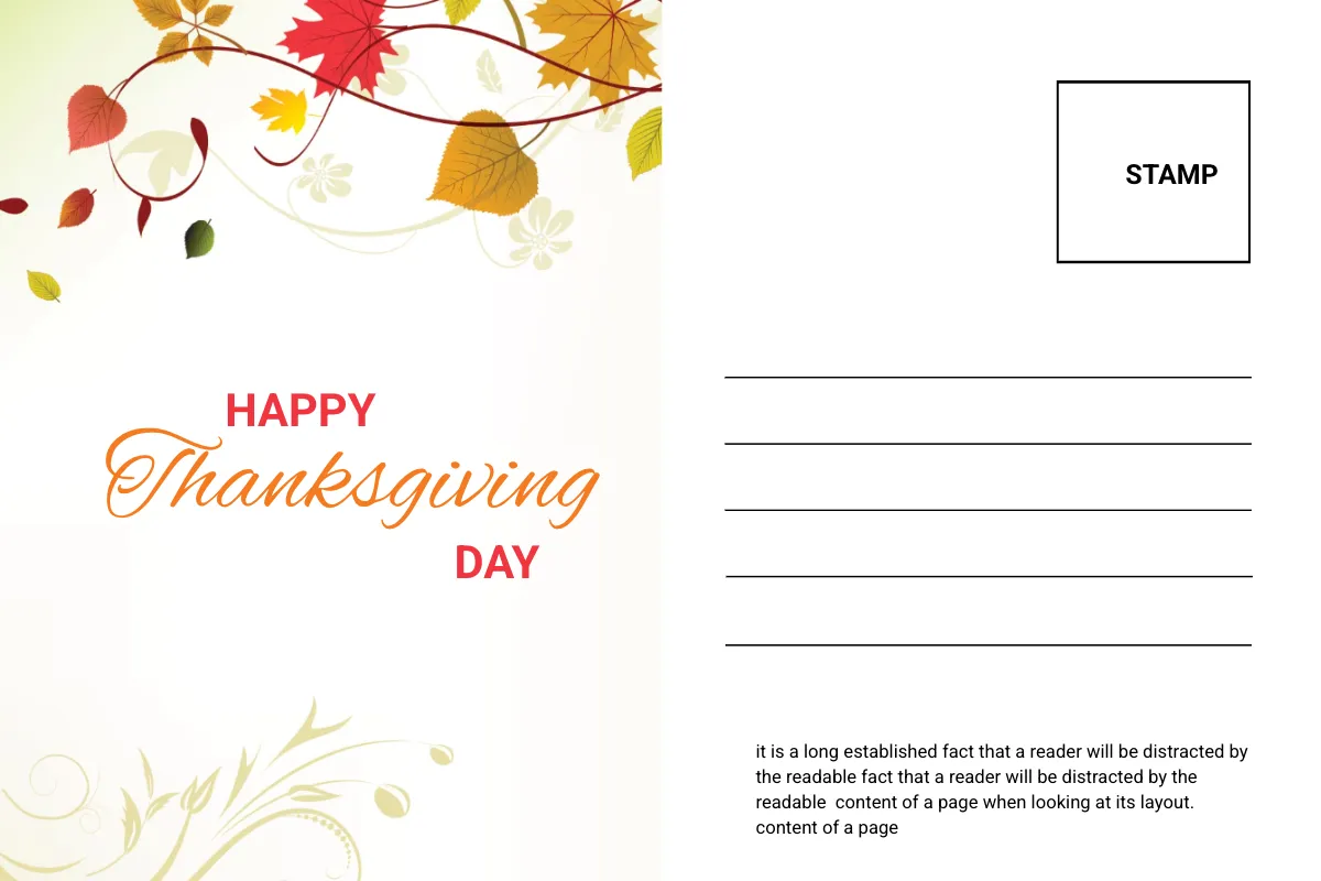 Free Postcard for Thanksgiving Template to Edit Online