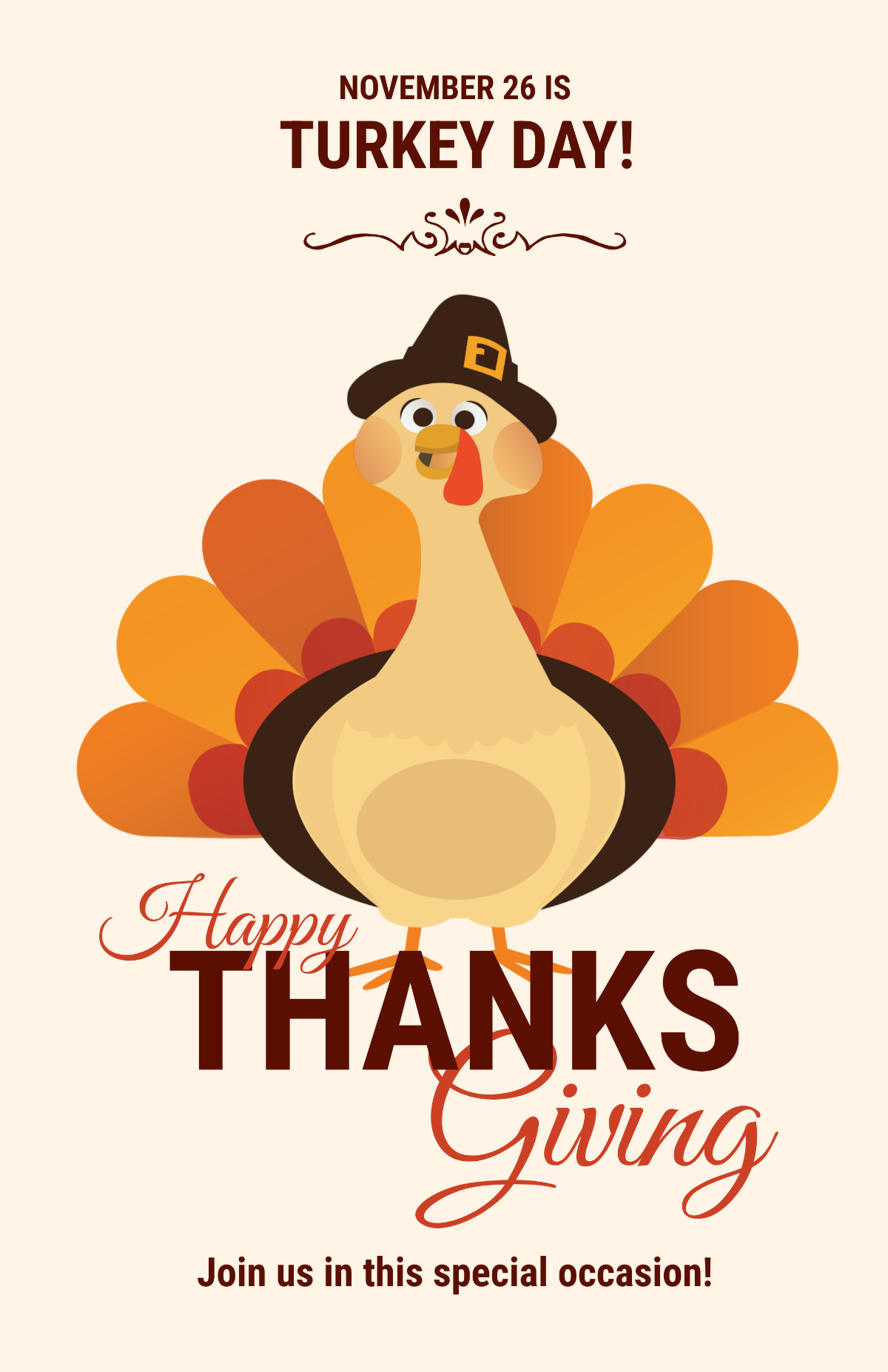 Happy Turkey Day Thanksgiving Poster Template