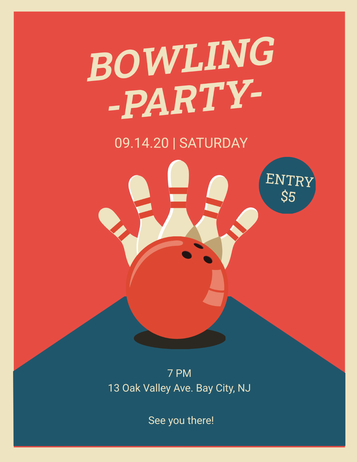 Bowling Party Flyer Template - Edit Online & Download