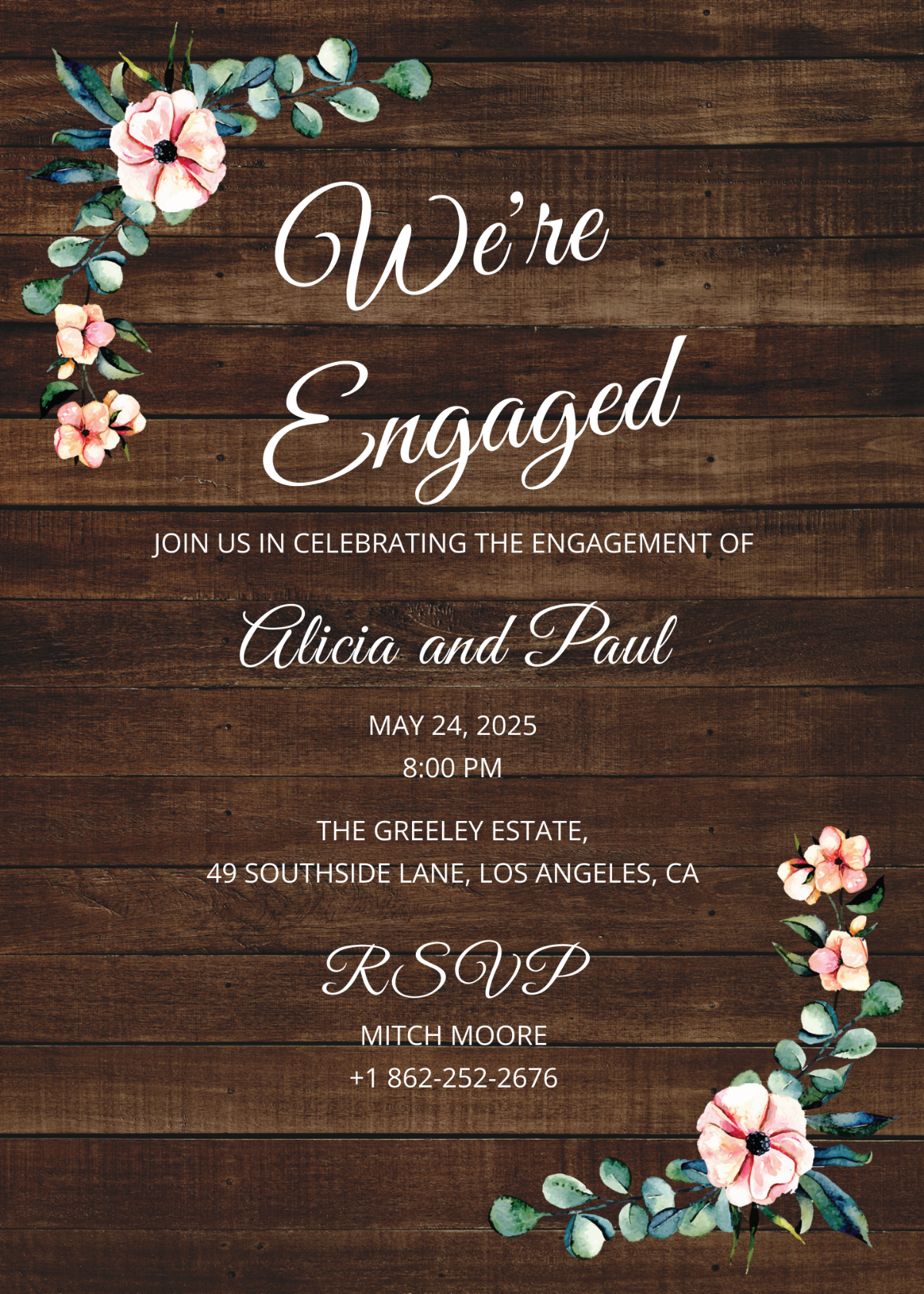 Rustic Engagement Invitation Template