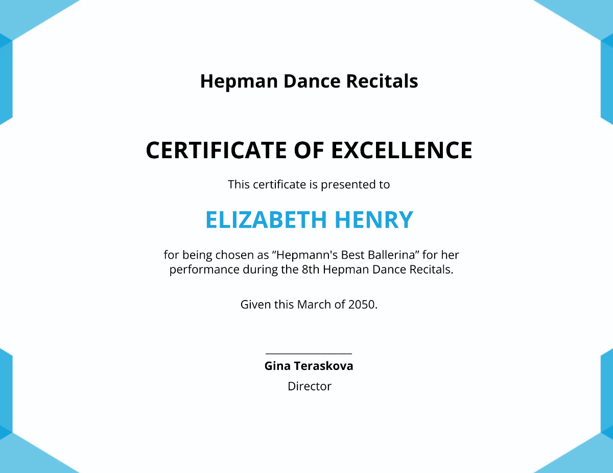 Best Performance Certificate