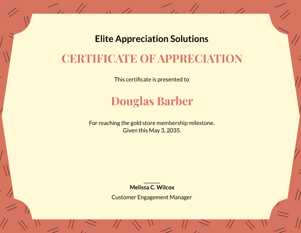 Formal Customer Appreciation Certificate