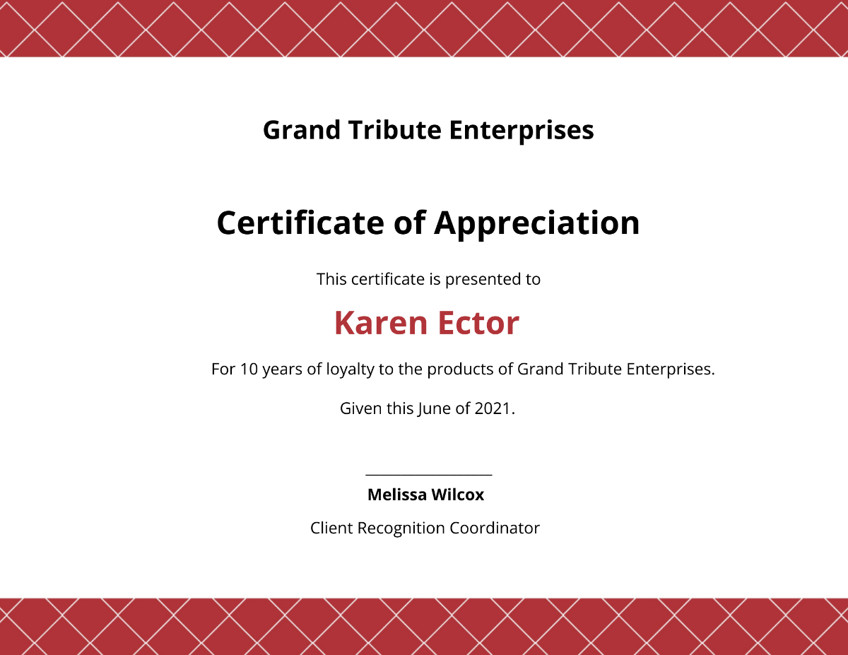 Modern Customer Appreciation Certificate