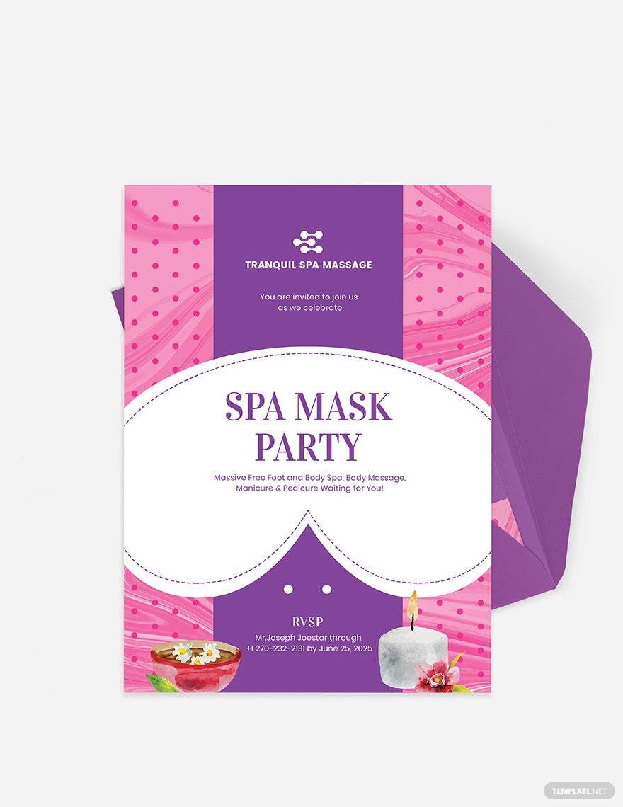 Free Spa Mask Party Invitation Template