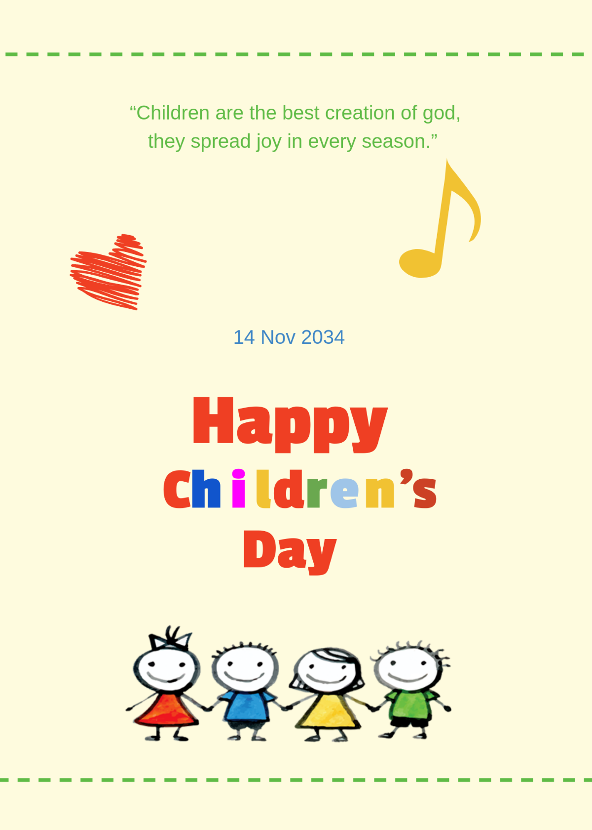 Free Children's Day Greeting Card Template