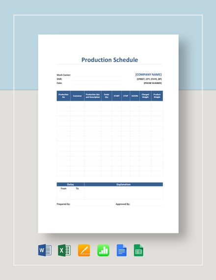 production schedule