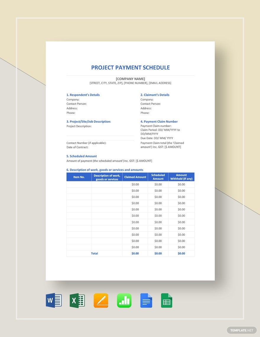 Project Payment Schedule