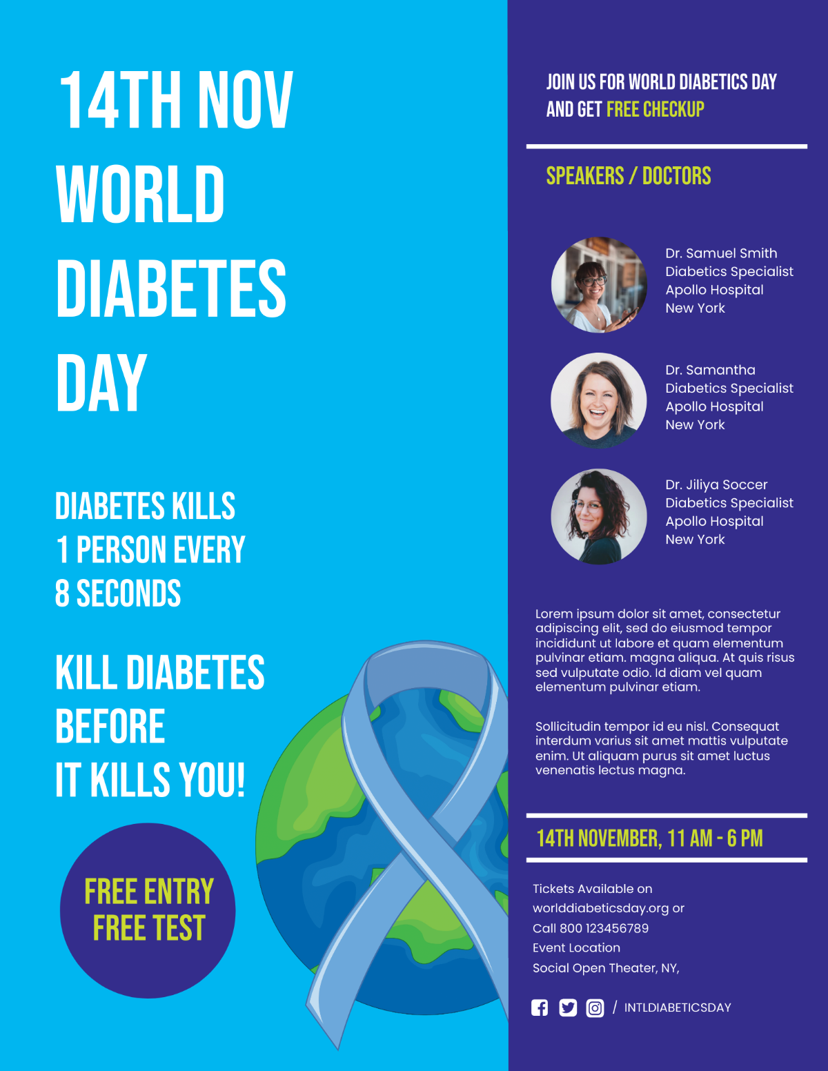 Free World Diabetes Day Flyer Template