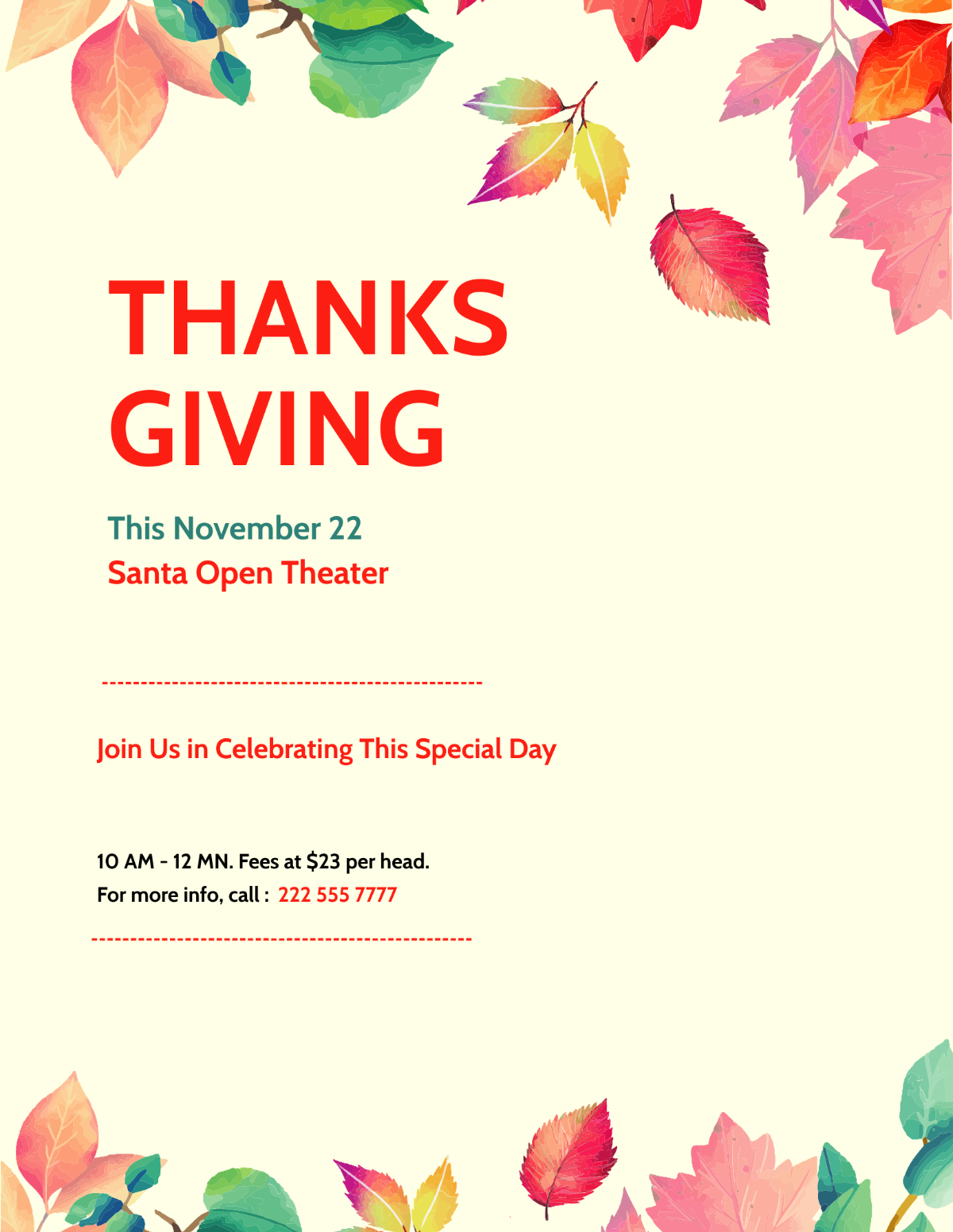 Free Thanksgiving Flyer Template