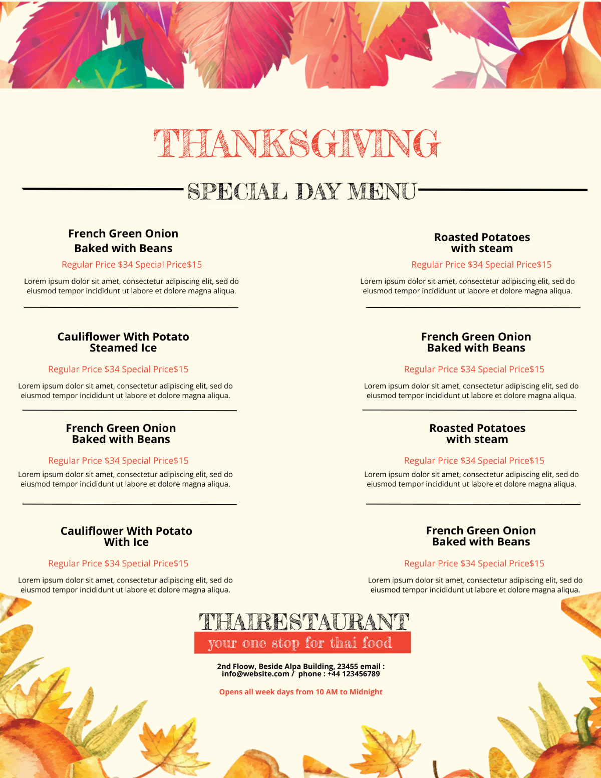 Simple Thanksgiving Menu