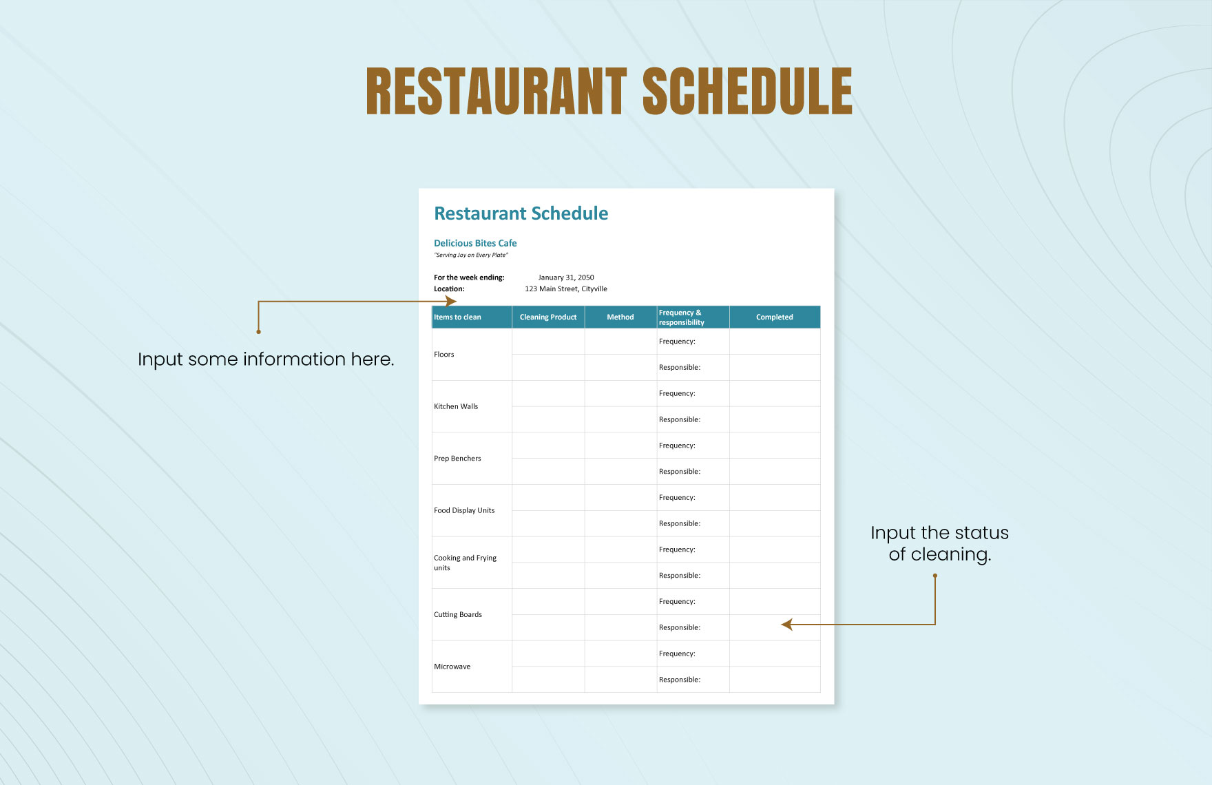 Restaurant Schedule Template