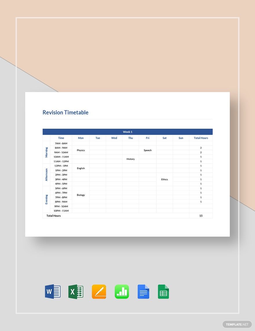 Free Revision Timetable Template