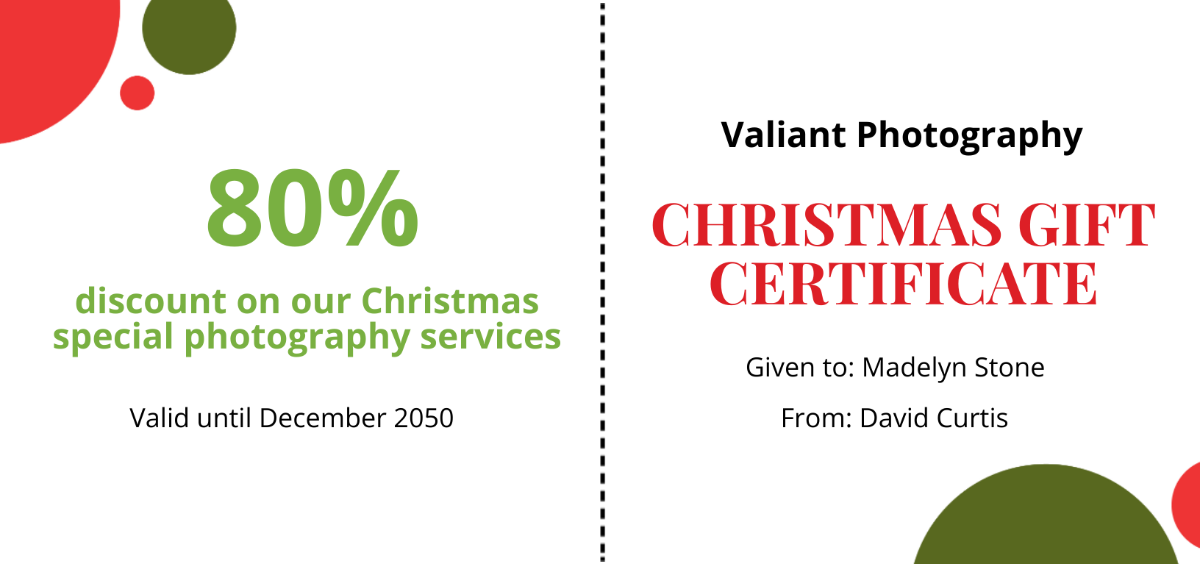 Sample Christmas Gift Certificate
