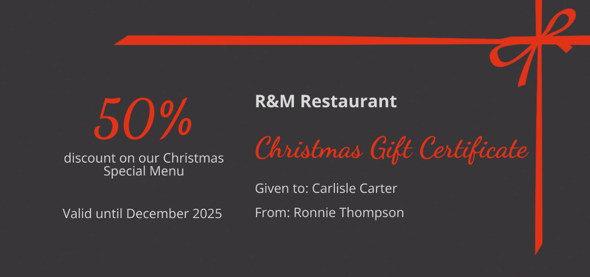 Merry Christmas Gift Certificate Template - Edit Online & Download