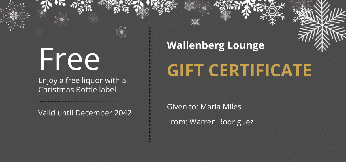 Christmas Party Gift Certificate