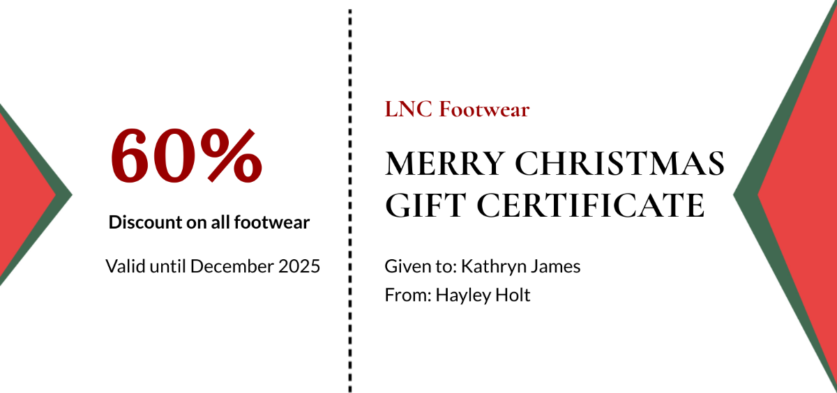 Simple Merry Christmas Gift Certificate