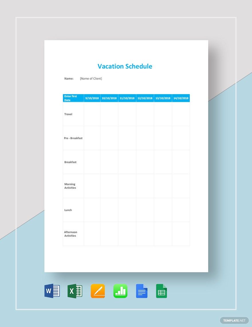 Vacation Schedule Template Download In Word Google Docs Excel 