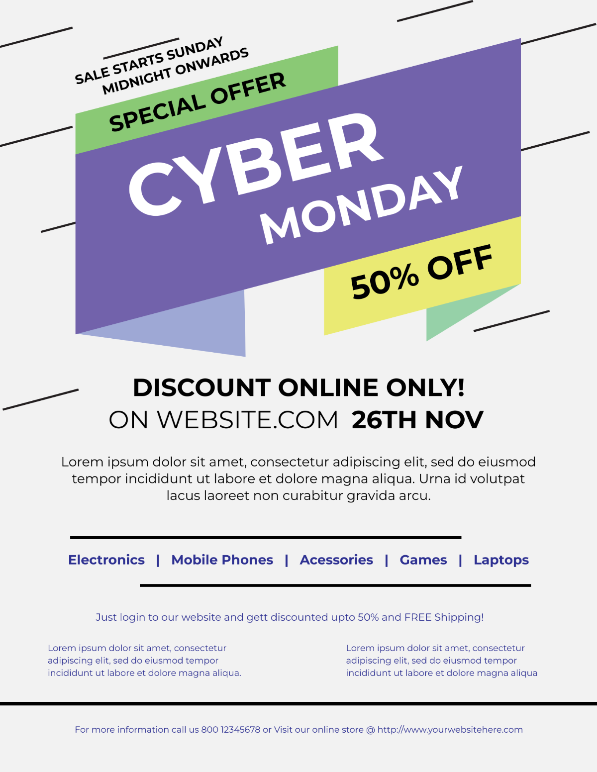 Free Cyber Monday Offer Flyer Template