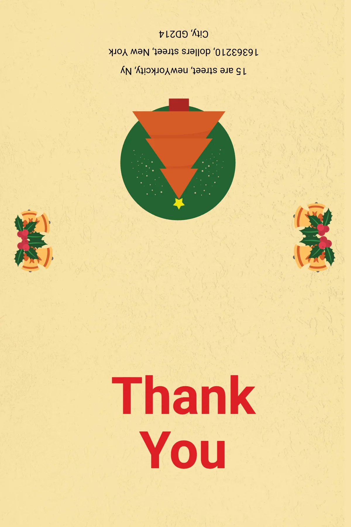 Free Christmas Bi Fold Thank You Card Template to Edit Online