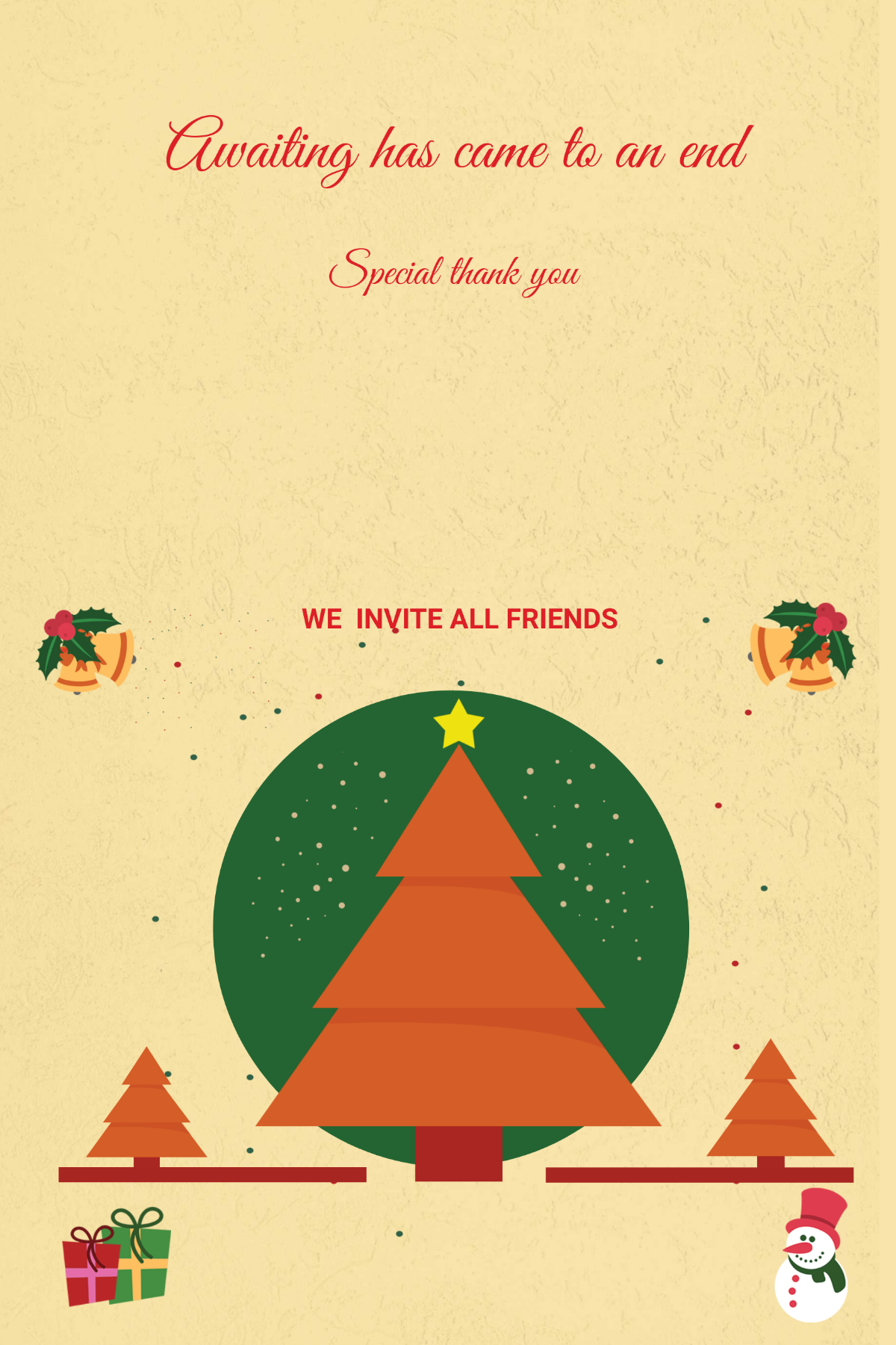 Christmas Bi Fold Thank You Card Template