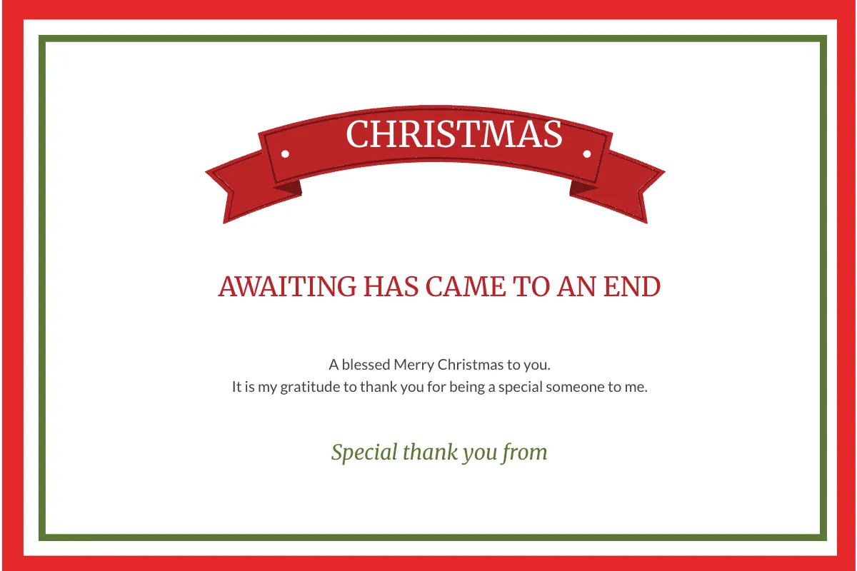 Free Christmas Special Thank You Card Template to Edit Online