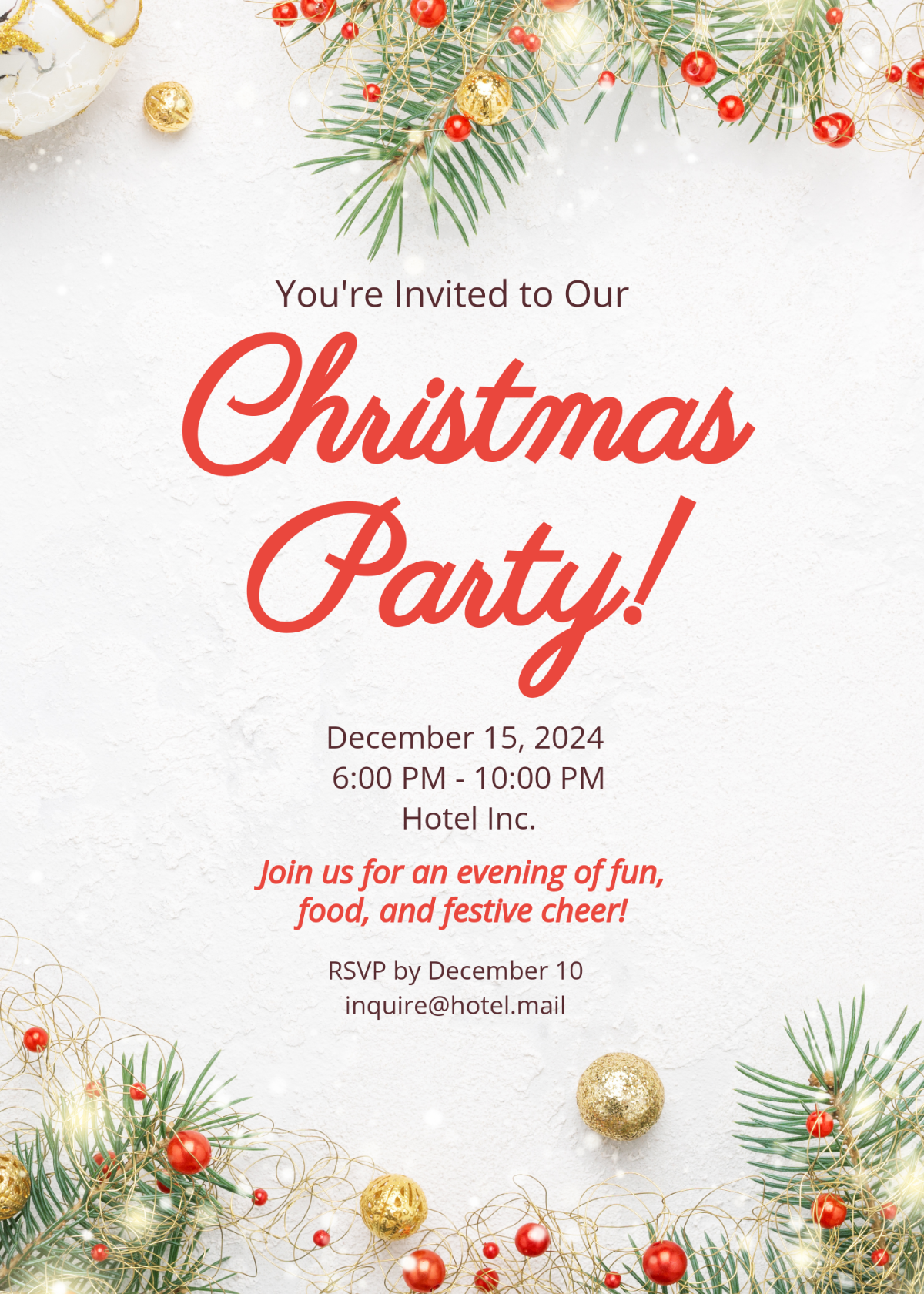 Free Christmas Party Invitation Template