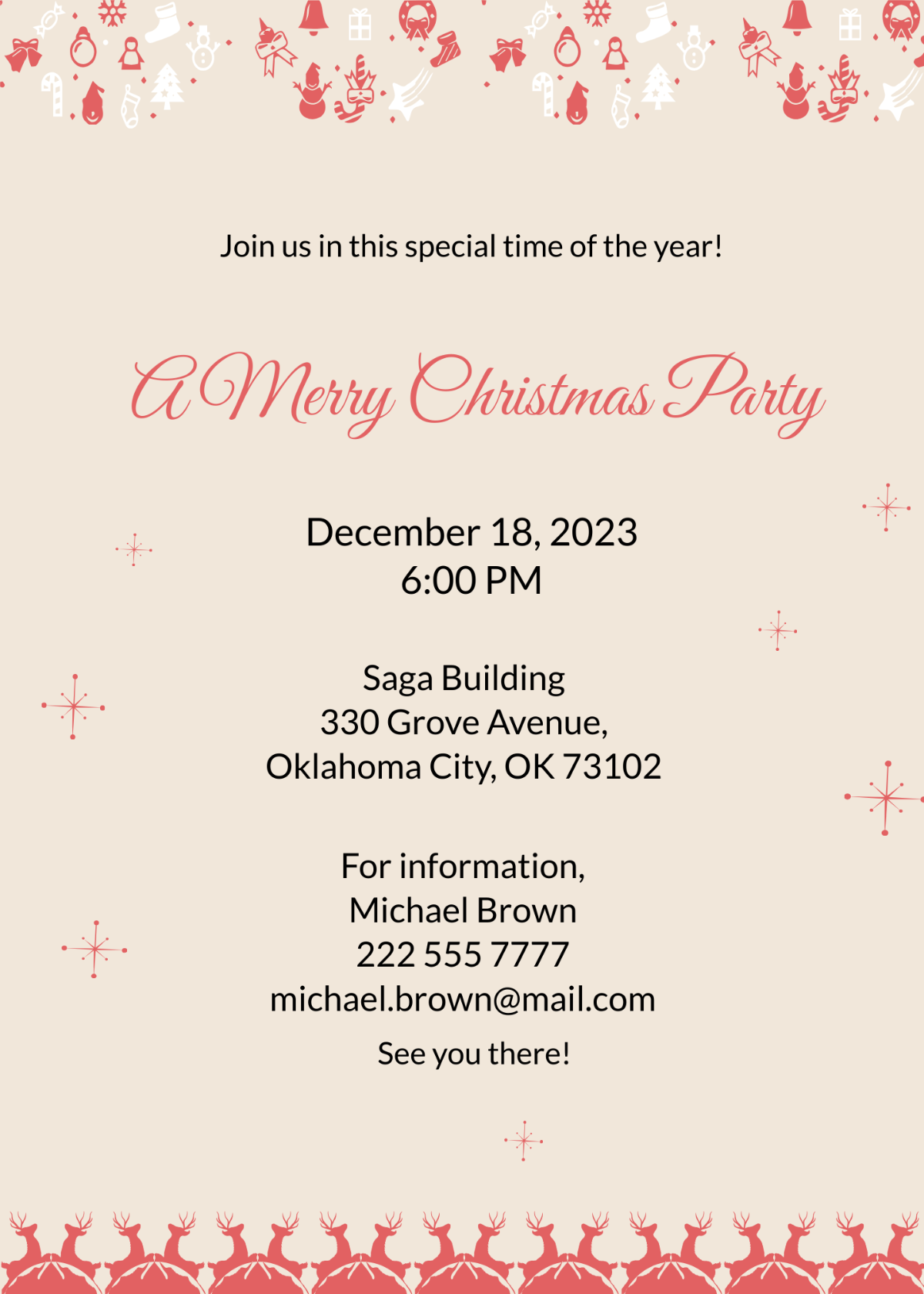 Merry Christmas Invitation Template - Edit Online & Download