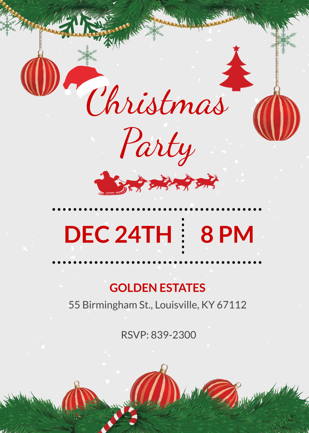 Free Merry Christmas party Invitation Template