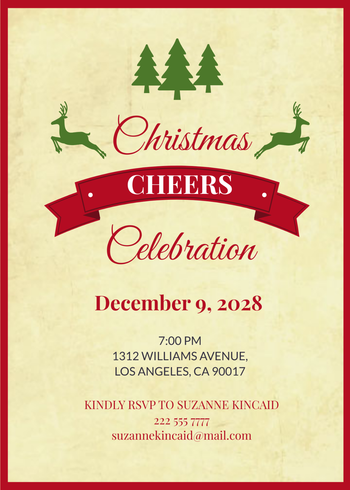 Free Vintage Christmas Invitation Template