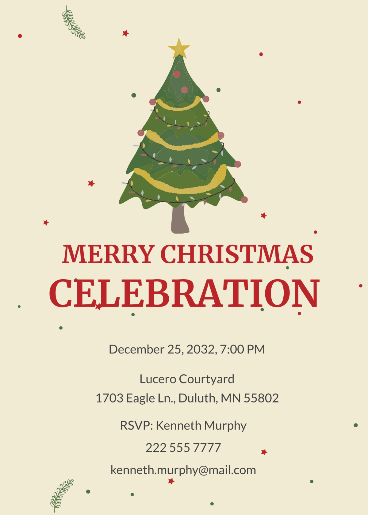 Elegant Merry Christmas Invitation Template - Edit Online & Download