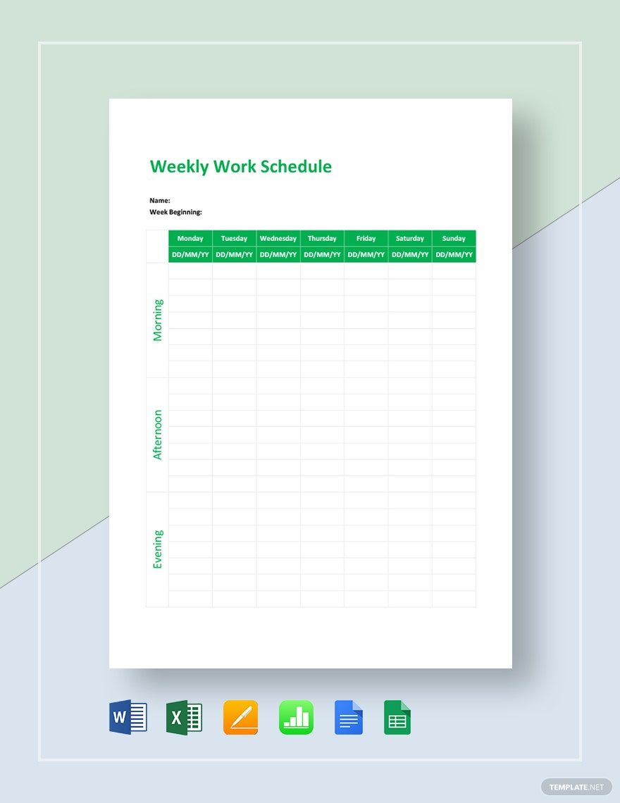 Work Schedule Template Google Docs