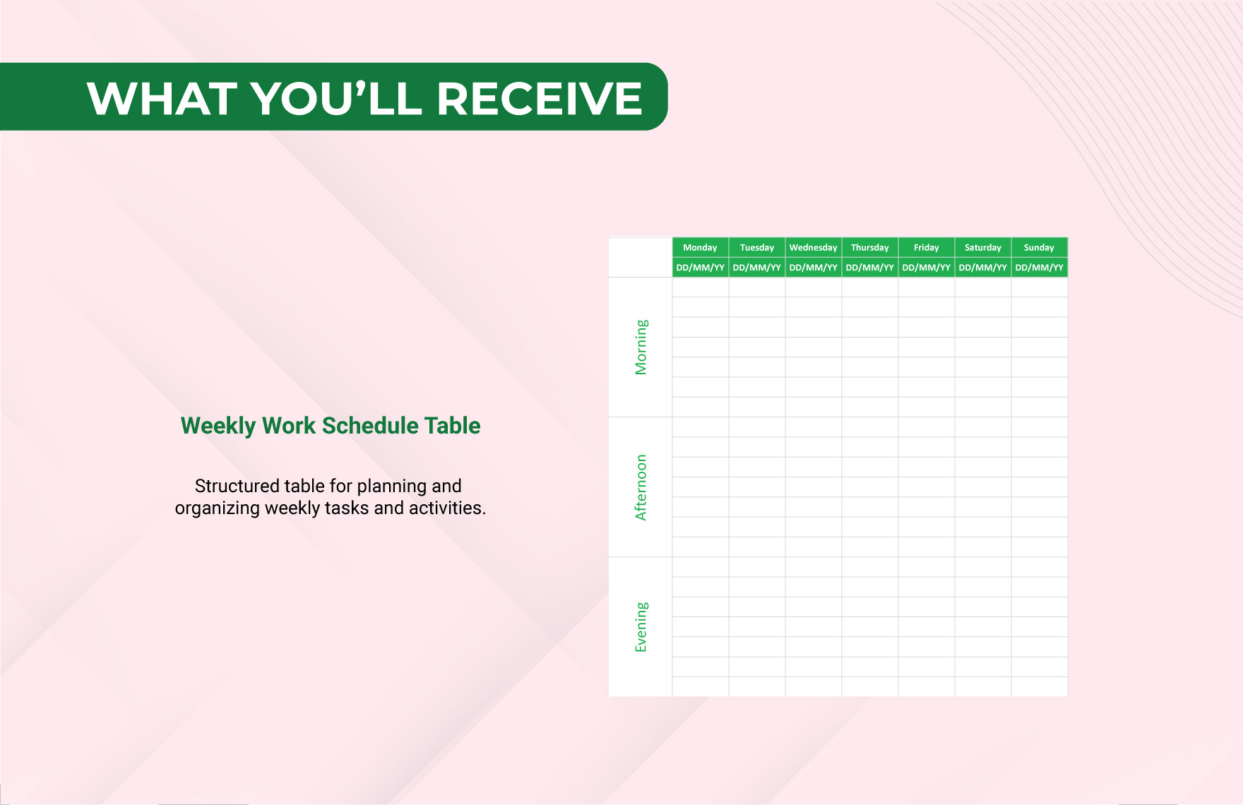 Weekly Work Schedule Template