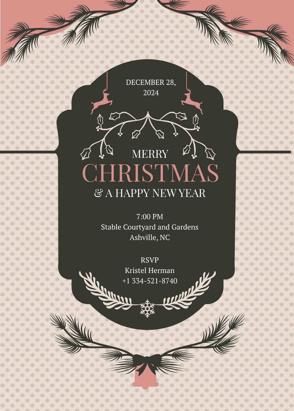 Free Merry Christmas and New Year Invitation Template